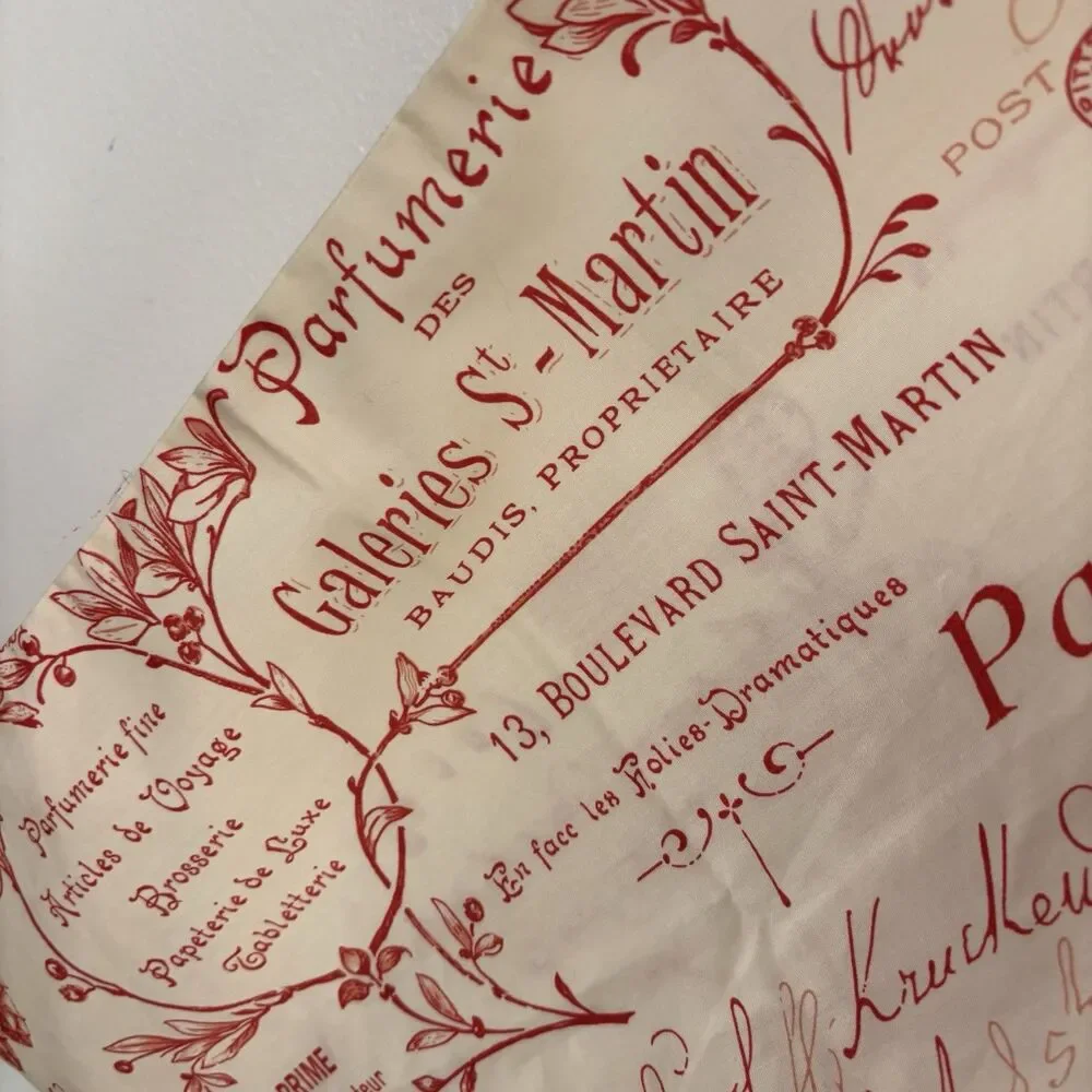 Pottery Barn Standard Pillowcase French Postcard Script Red Cream Cotton Toile